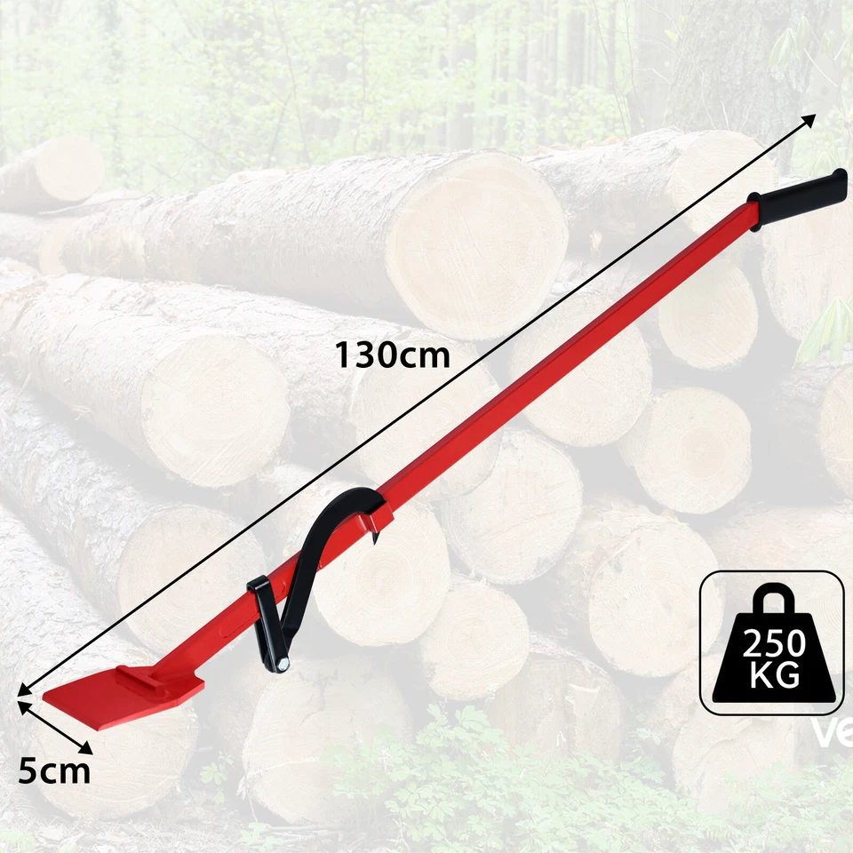 130cm Stammheber Fällheber Stammwender Wendehaken Fällhilfe Griff Stahl Rot NEU - Bild 2 von 4