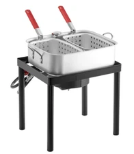 18 Qt. Outdoor Aluminum Dual Basket Fish Deep Fryer Cooker Kit Pot Propane LP