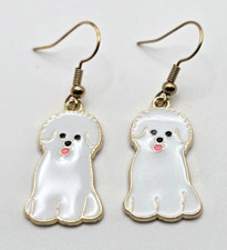 White Dog fishhook earrings