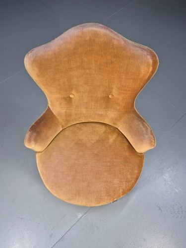 Vintage Danish Lounge Chair Gold Velour 1930s Boudoir Suite EB9136 VCLO - Picture 4 of 21