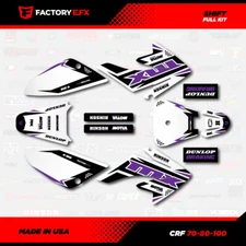 White & Purple Shift Racing Graphics kit Fits 04-10 Honda Crf80 CRF 80 Decal
