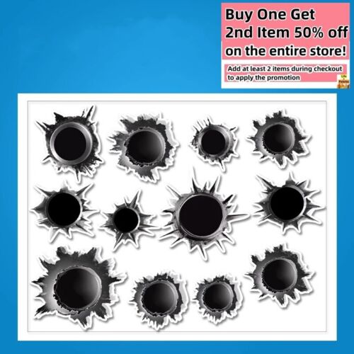 3D Bullet Hole Decal Fake Gun Shot Sticker Auto Car Truck Camper SUV Van Window - Picture 9 of 11