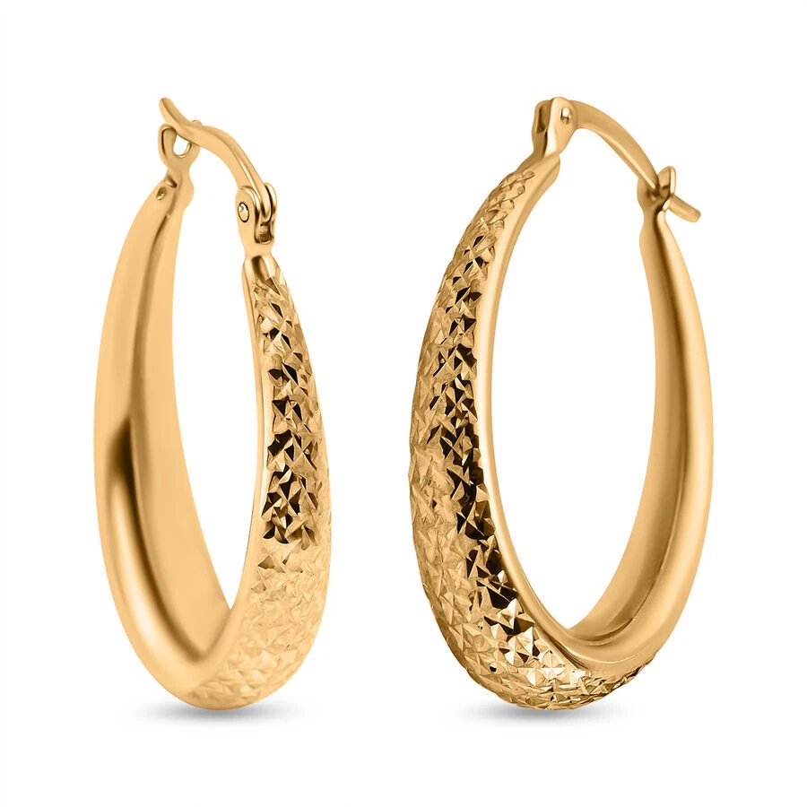 TJC 9ct Yellow Gold Hoop Earrings for Women eBay
