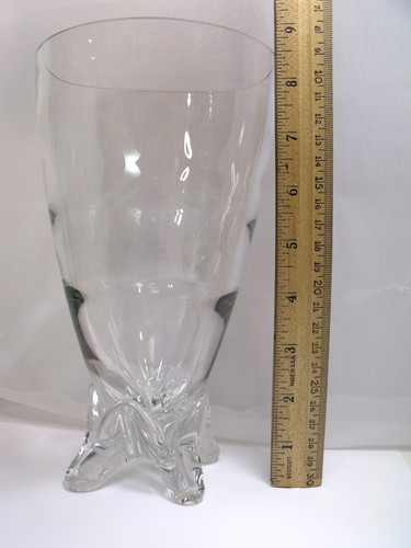 Swedish Modern Art Glass Vase Colorless Clear Crystal Glass 4 footed - Picture 9 of 10