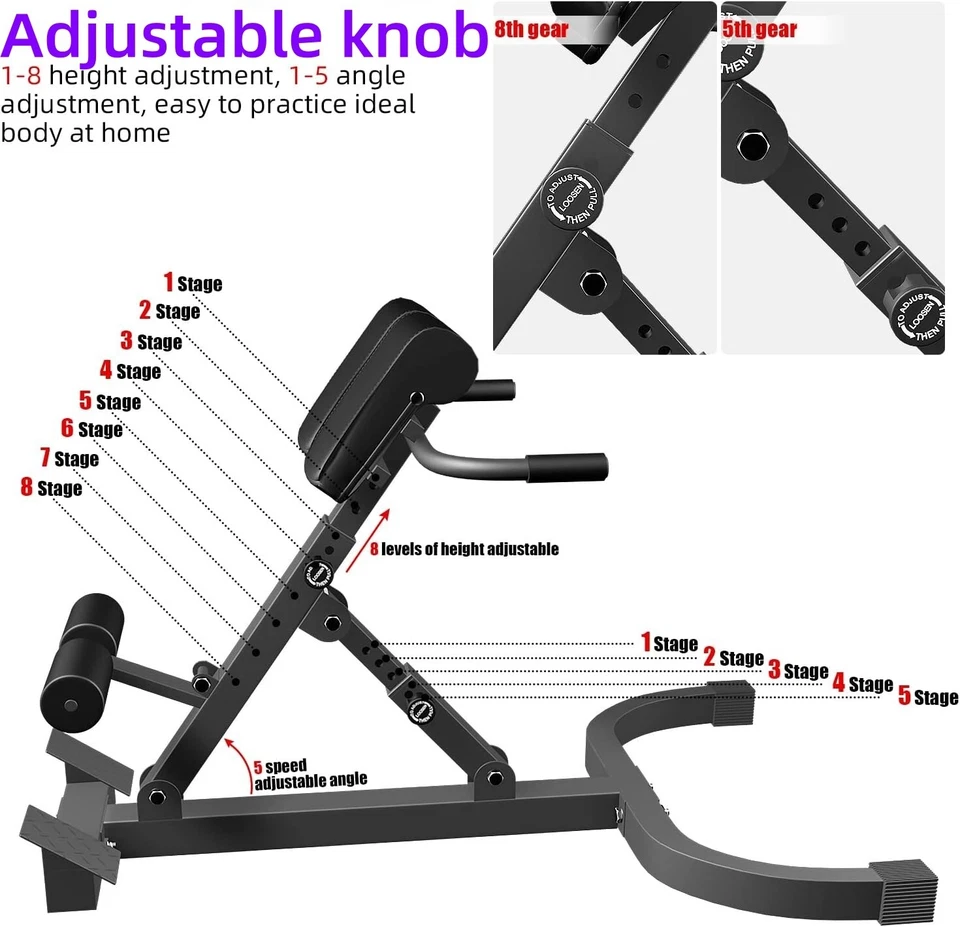 Silla Romana Respaldo Ajustable Hiperextensión Banco Máquina Multifuncional Foto 2 de 4