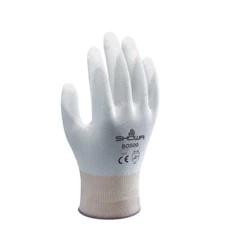 10 PAIRS Showa Polyurethane Palm Coated Nylon Fit White Gloves Size 8/L B0500