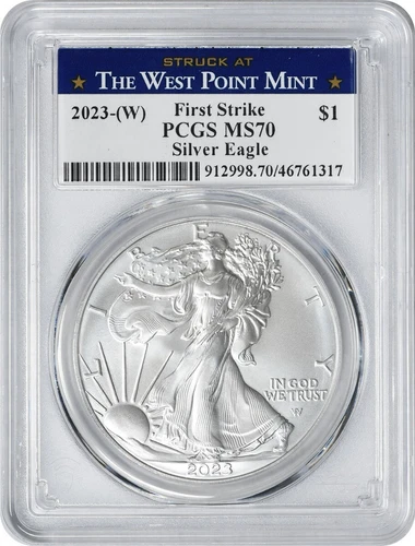 2023-(W) $1 American Silver Eagle MS70 FS PCGS Struck at West Point Label