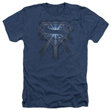SUPERMAN GLOWING SHIELD Licensed Adult Men's Heather Tee Shirt SM-3XL