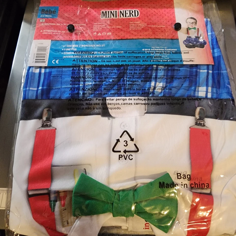 InCharacter Nursery Mini Nerd Halloween Costume Infant Baby Boys 0-6 Months NIB Foto 4 de 4