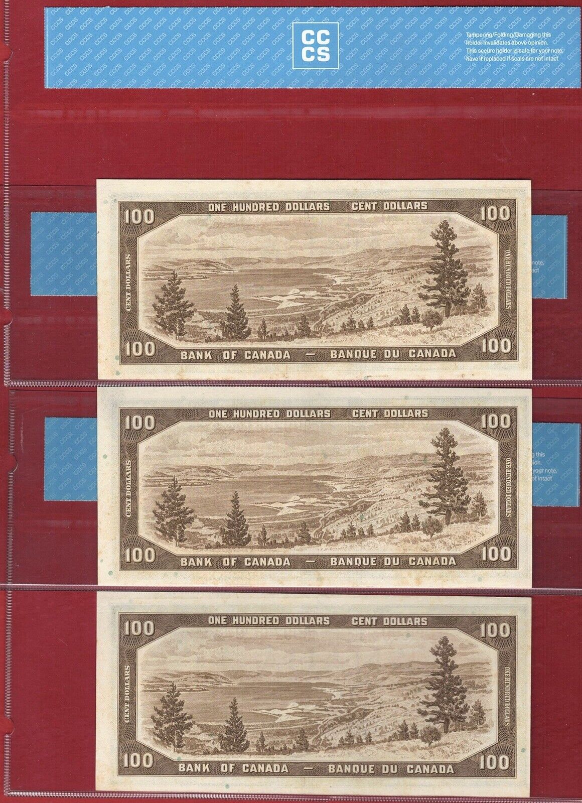 1954 Bank Of Canada $100 Modified Lawson/Bouey Consecutive Series - CCCS Unc63 -