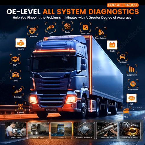 ANCEL HD601 Diesel Truck Diagnostic Tool Heavy Duty OBD Scanner Engine Check - Picture 2 of 15