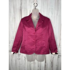 CHICOS PINK FUCHSIA 3 BUTTON TEXTURED FLIP CUFF OFFICE WORK BLAZER JACKET 8 M