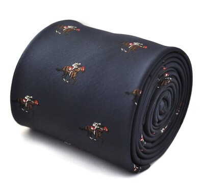 Frederick Thomas marineblaue Krawatte mit Pferderennen Jockey Design Ascot, Cheltenham