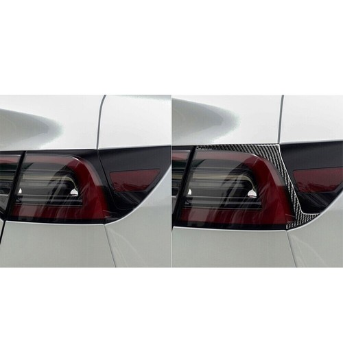 For Tesla Model 3 Y 17-22 Carbon Fiber Rear Tail Headlight Eyebrow Eyelid Cover  - Picture 3 of 7