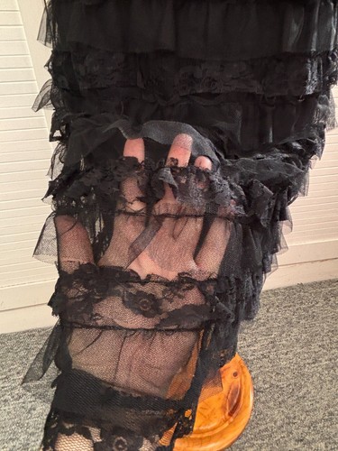 Abito INFLUENCE a strati nero pizzo midi cocktail ballo matrimonio cinturino manica UK 14 - Foto 3 di 18