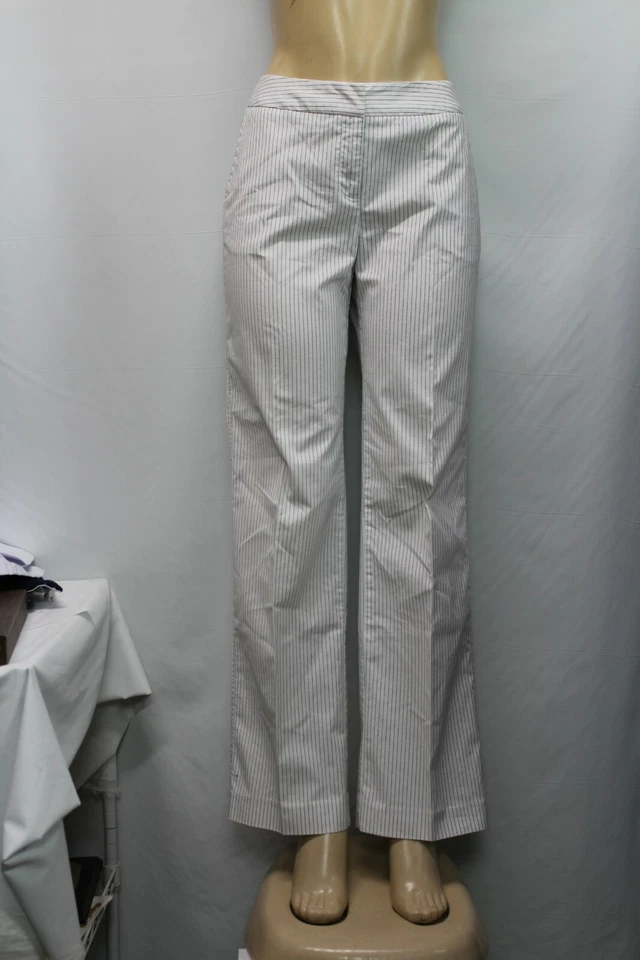 Pantalones para mujer Nine & Co elásticos a rayas blancos talla 8 Foto 2 de 4