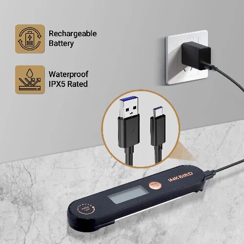 Meat Thermometer with Foldable Probes IPX5 Waterproof Rechargeable Thermometer Meat Thermometer with Foldable Probes IPX5 Waterproof Rechargeable Thermometer