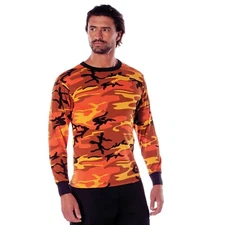 Men's Long Sleeve Orange Camo T-Shirt - Rothco Savage Orange Camouflage L/S Tee