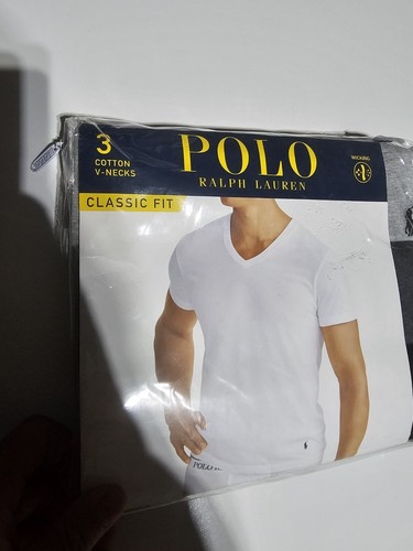 Polo Ralph Lauren Men's 3-Pack Classic Cotton V-Neck T-Shirt Small, Basics Black - Afbeelding 3 van 6
