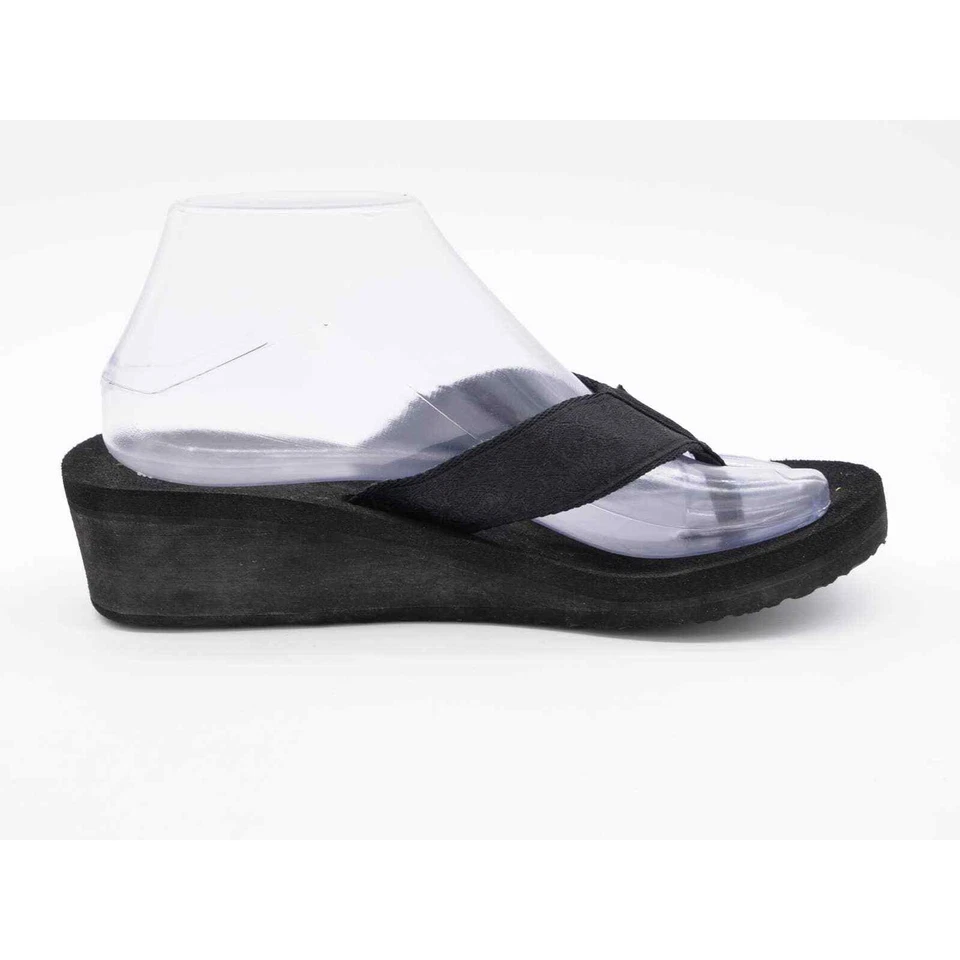 Sandalias Teva Mandalyn Wedge 2 para mujer 8 negras tanga tacón de cuña sin cordones cómodas Foto 3 de 4