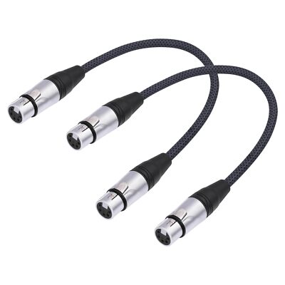 2 Pack 5 Pin XLR Female To Female Adapter Cable DMX512 1FT 5 Pin XLR Black