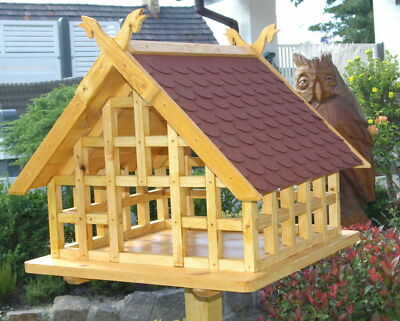 Fachwerk Vogelhaus XXL  ''Niedersachsen'' mit roten Schindeln und Pferdeköpfen