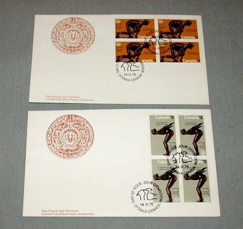 2 Canada Olympic 1976 Plate Block  First Day Covers Scott # 656 - 657
