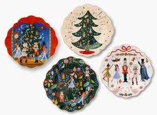 NEW Rifle Paper Co SET/4 NUTCRACKER Christmas Holiday Salad/Dessert Plates 8.25”