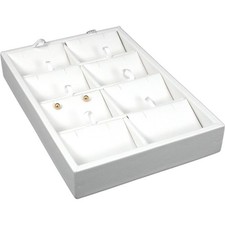 White Leather 8 Slot Pendant Display Tray Jewelry Case