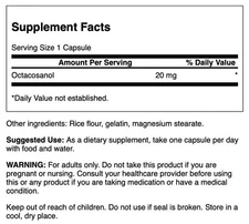 Swanson Maximum-Strength Octacosanol 20 mg 30 Capsules
