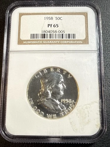 1958 Proof Franklin Half Dollar certified PF-65 by NGC