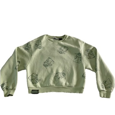 Star Wars Baby Yoda Womens Short Sweater Mandalorian Green Xside Size S Small