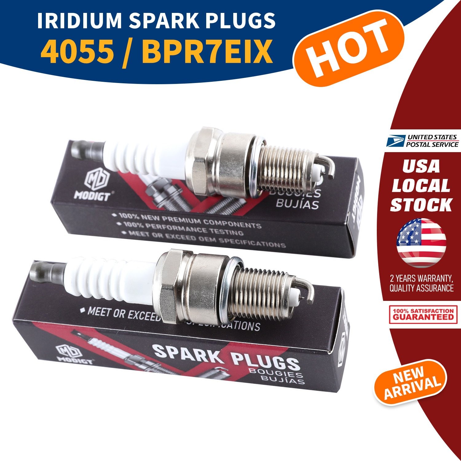 2pcs For NGK 4055 BPR7EIX Iridium  Spark Plugs For BMW Polaris Yamaha Cobra