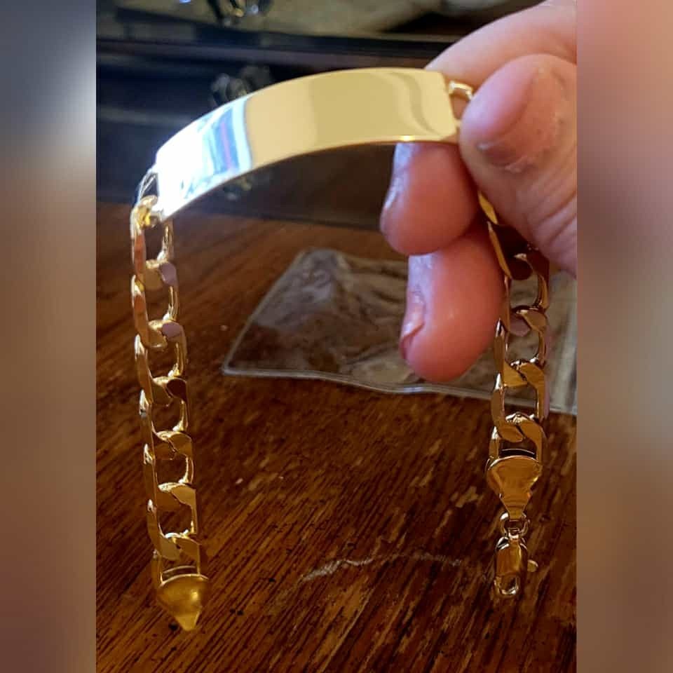 esclava delgada unisex laminate gold 14k 8inn oro laminado