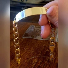 esclava delgada unisex laminate gold 14k 8inn oro laminado