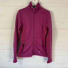 Spyder Womens Full Zip Core Sweater Jacket Sz Small Fuchsia Pockets Fleece Lined
