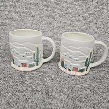 Vintage Otagiri Curtis Swann Southwest Pueblo Cactus Mugs Set Handcrafted Japan