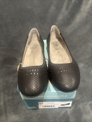 Cliffs by White Mountain Women Slip-On Flat Shoes Black 9.5 C28624-Carrie -NIB