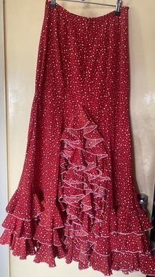 Tailor-Made Red & White Polka Dot Flamenco Skirt