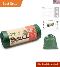 Sacs Poubelle Verts 100L Réutilisables - 13 Sacs Extra Résistants sans Parfum