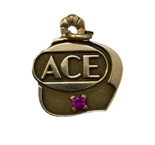 ACE Hardware Service Award Charm With Ruby 1/5 10Kt Gold In Capsule  Excellent