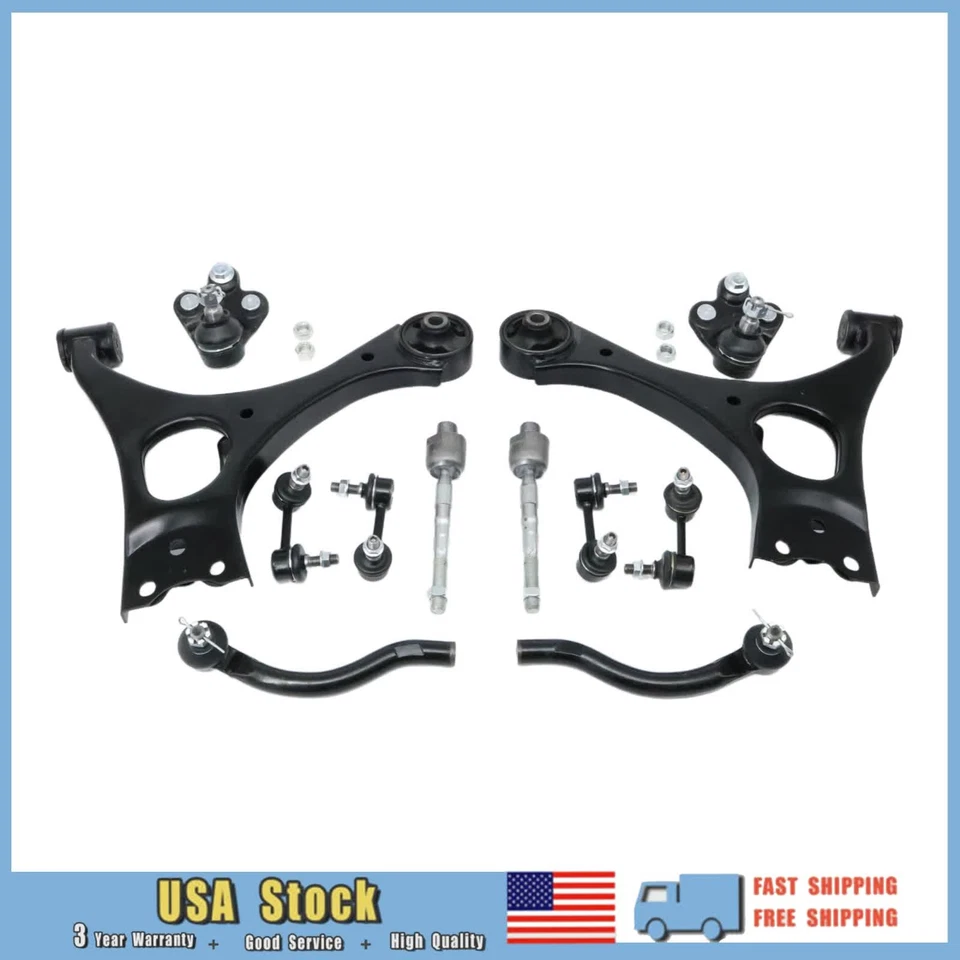For 2006-2011 Honda Civic SI 12Pcs Front Lower Control Arms Ball Joints Tie Rods - Image 3 of 4