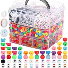 3800PCS Pony Beads Bulk for Bracelets, Colorful Plastic Beads for Hair Braids...