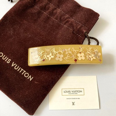 Louis Vuitton Barrette Hair Clip Accessory Monogram Inclusion Yellow Gold