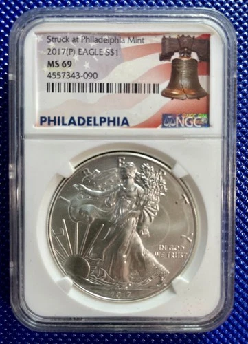 2017 ~ Silver Eagle S$1 ~ NGC MS69 ~ #4557343-090