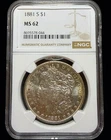 1881-S Morgan Silver $1 Dollar ~ NGC MS62