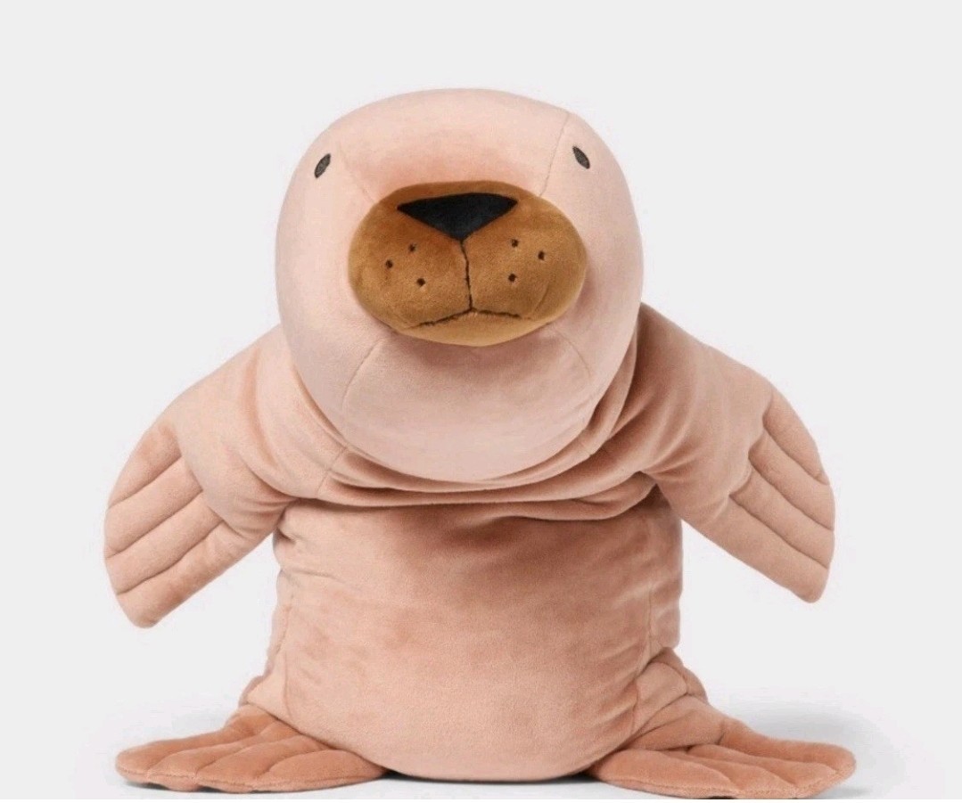 Seal Weighted Plush Kids&rsquo; Throw Pillow Brown - Pillowfort Sensory NWT