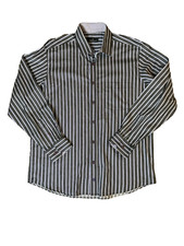 Bugatchi Uomo Shirt Men's Long Sleeve Casual Striped Polyester XLarge- Free Ship