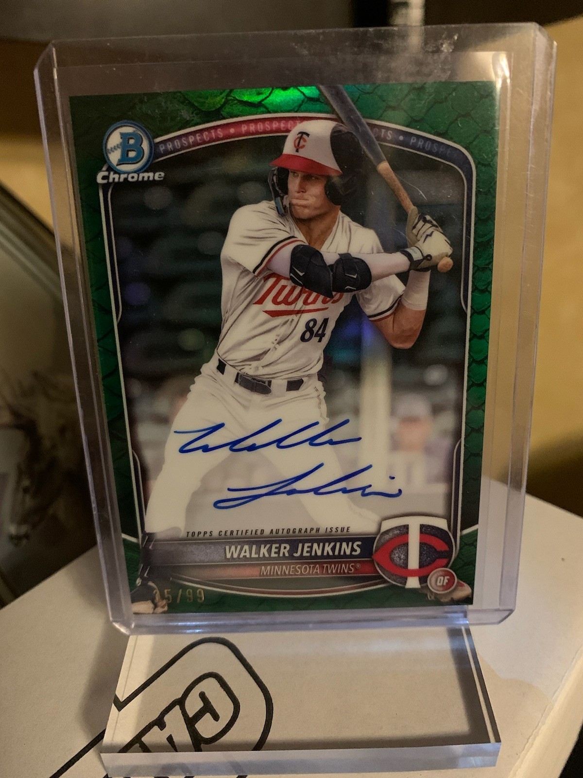 Walker Jenkins 2025 Bowman Chrome Green Reptilian Auto /99 #CPA-WJ Minnesota