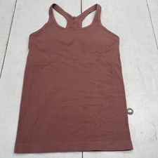 Attraco Pink Ribbed Built In Bra Racerback Active Tank Top Women's Size Medium